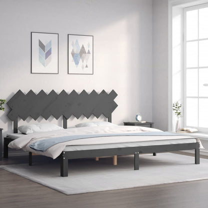 vidaXL Bed Frame without Mattress Grey 200x200 cm Solid Wood Pine