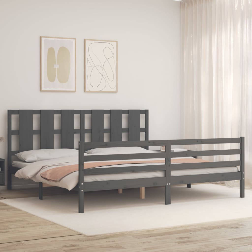 vidaXL Bed Frame without Mattress Grey 200x200 cm Solid Wood