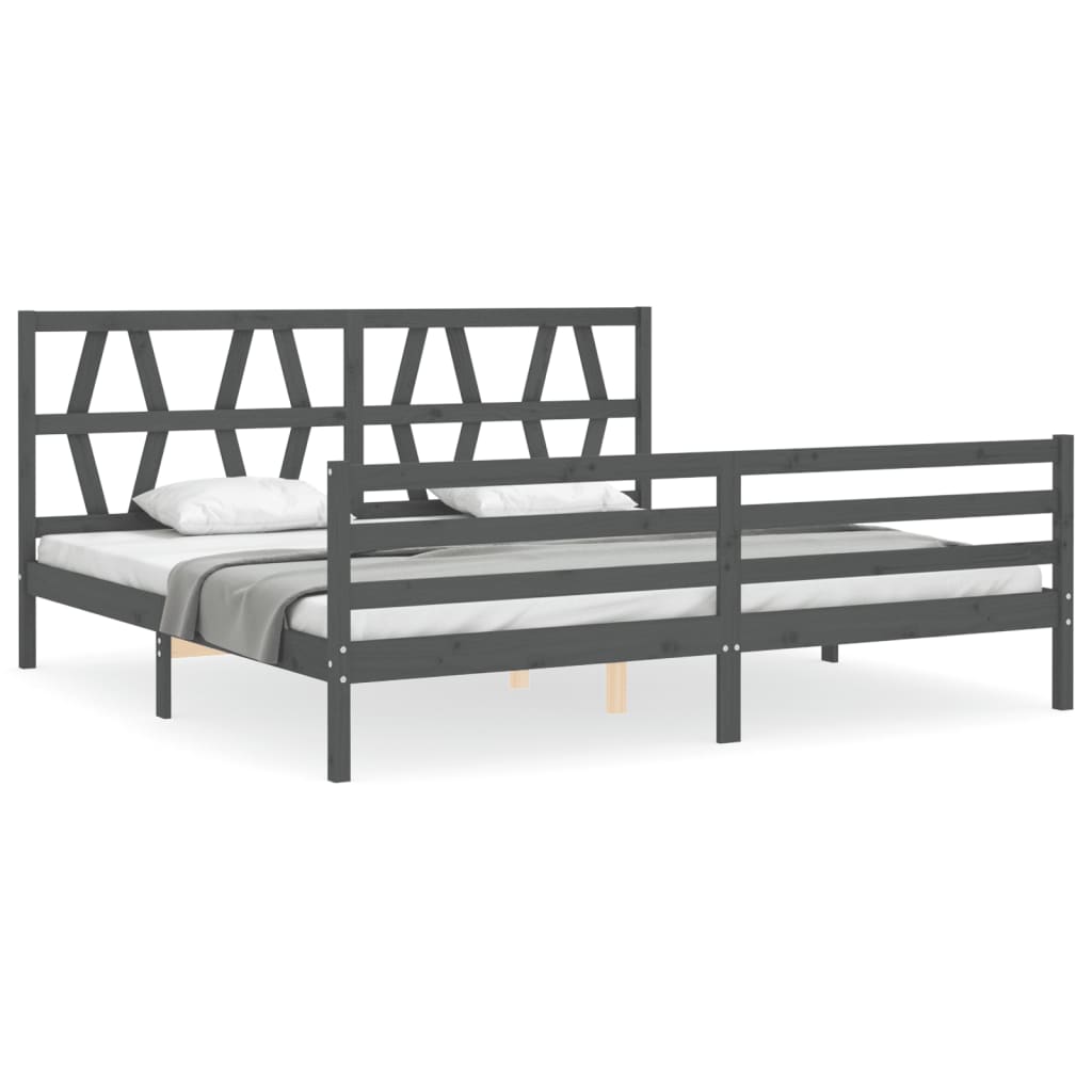 vidaXL Bed Frame without Mattress Grey 200x200 cm Solid Wood