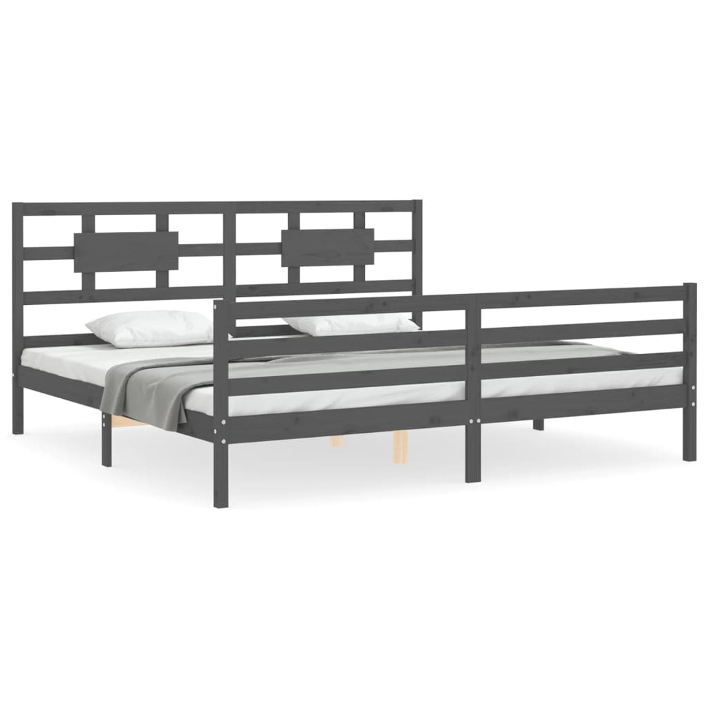 vidaXL Bed Frame without Mattress Grey 200x200 cm Solid Wood