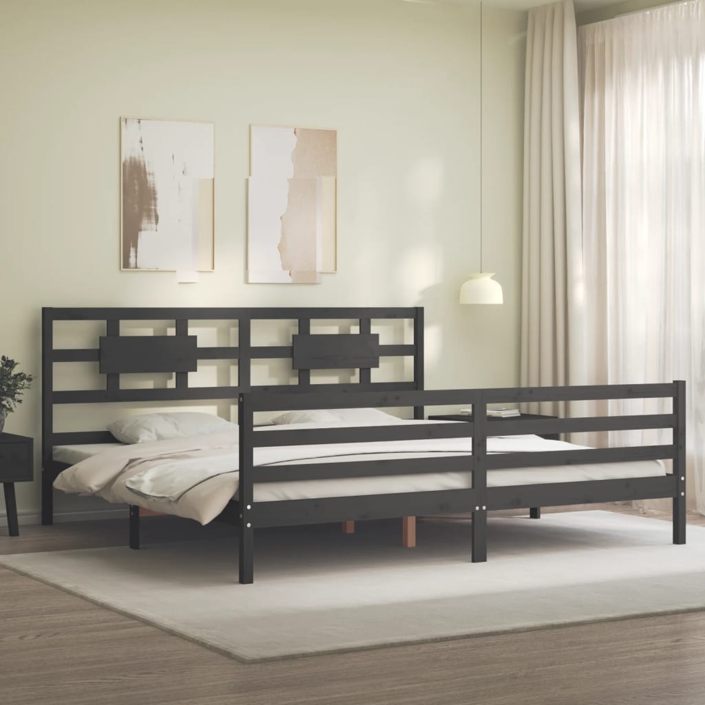vidaXL Bed Frame without Mattress Grey 200x200 cm Solid Wood