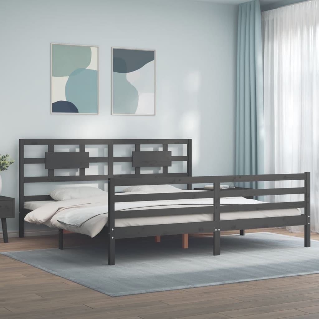 vidaXL Bed Frame without Mattress Grey 200x200 cm Solid Wood