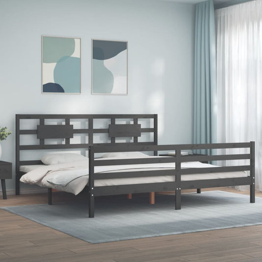 vidaXL Bed Frame without Mattress Grey 200x200 cm Solid Wood