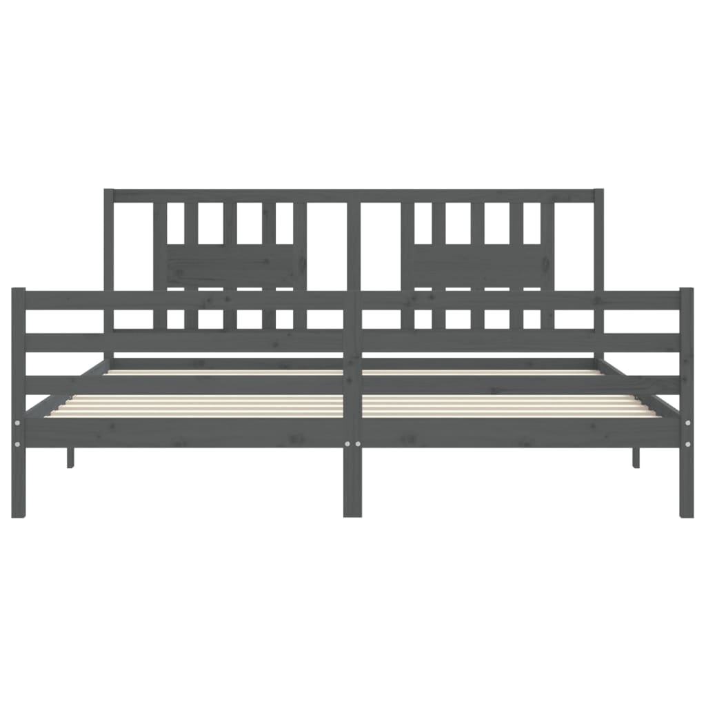 vidaXL Bed Frame without Mattress Grey 200x200 cm Solid Wood