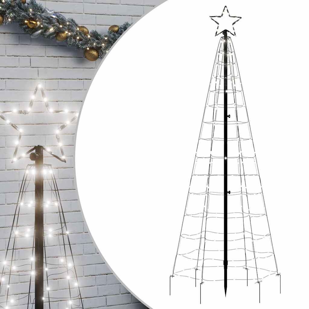 vidaXL LED Christmas Tree with Spikes 220 LEDs Cold White 180 cm