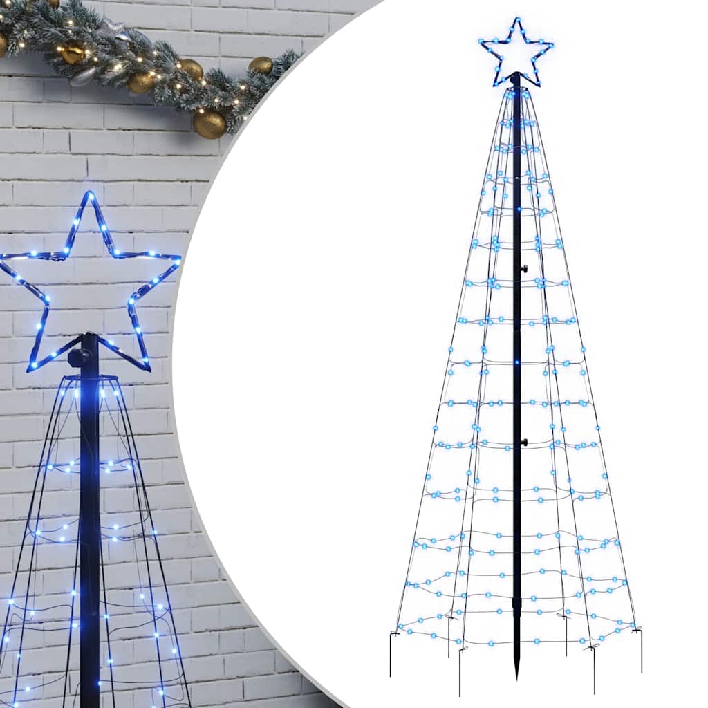 vidaXL LED Christmas Tree with Spikes 220 LEDs Blue 180 cm