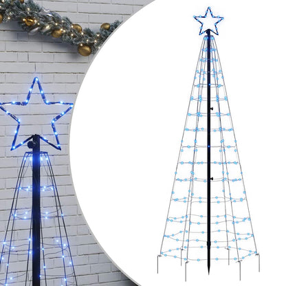 vidaXL LED Christmas Tree with Spikes 220 LEDs Blue 180 cm