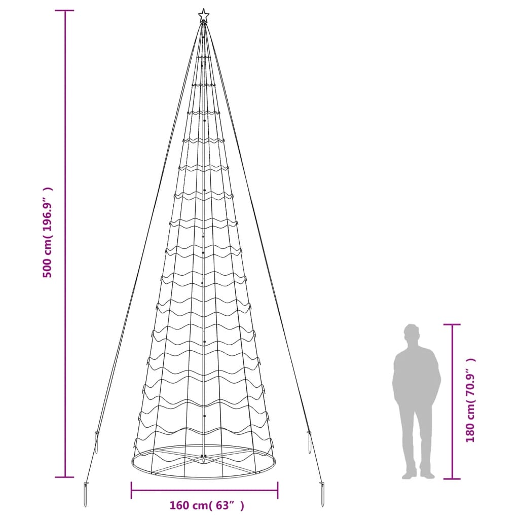 vidaXL LED Christmas Tree 1554 LEDs Warm White 500 cm