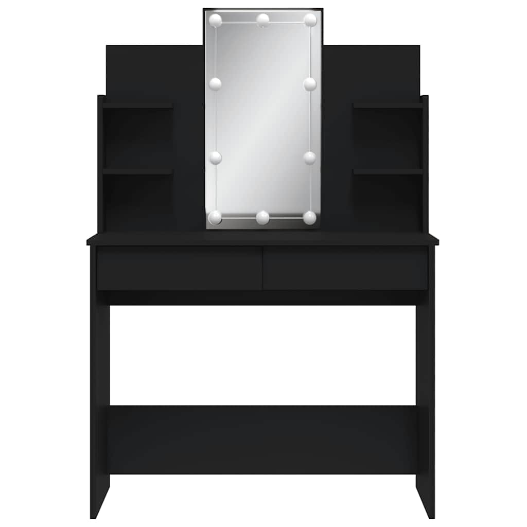 vidaXL Dressing Table with LED Lights Black 96x40x142 cm