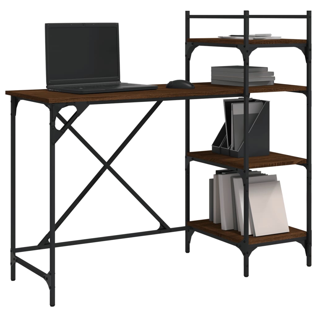 vidaXL Computer Desk with Shelves Brown Oak 120x47x109 cm