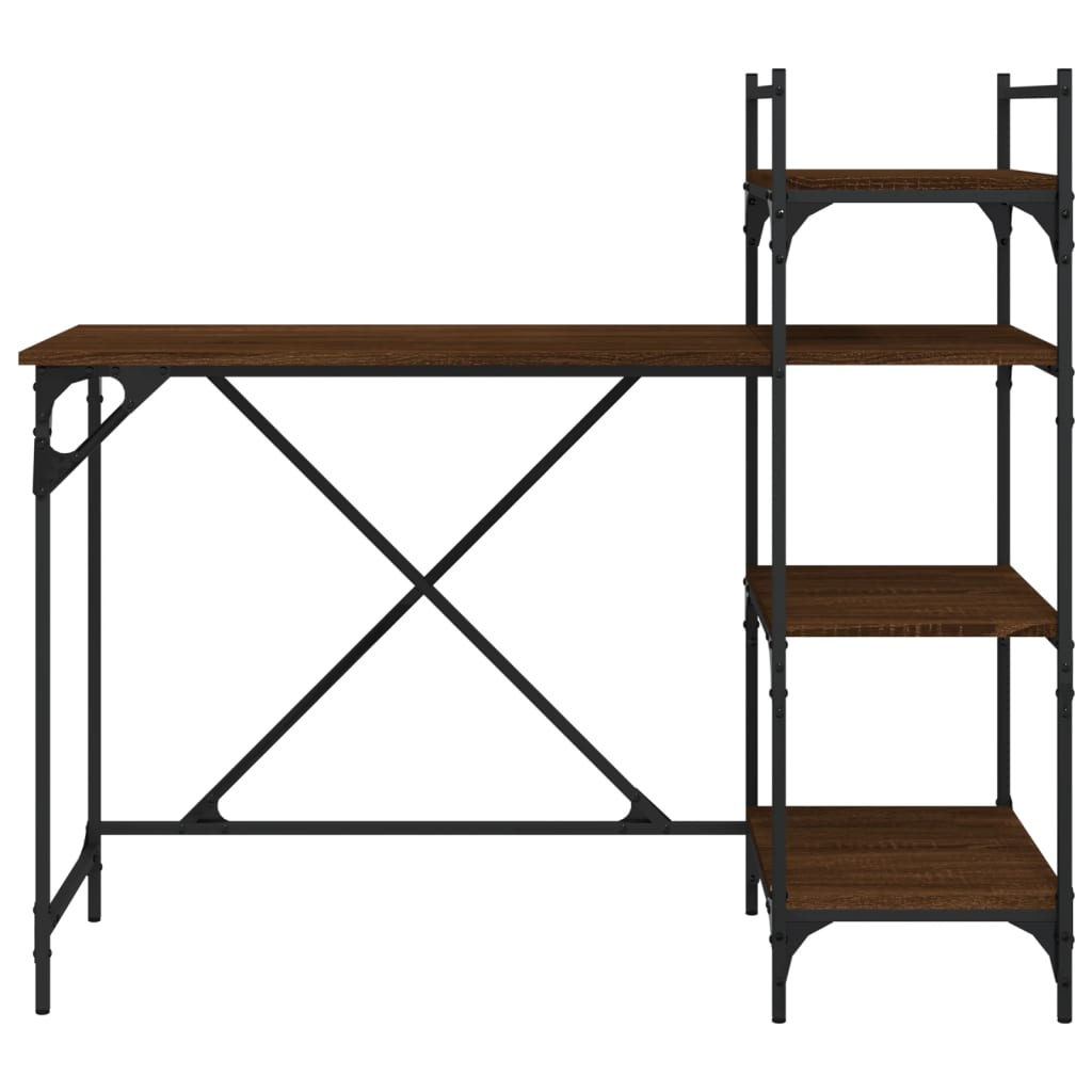 vidaXL Computer Desk with Shelves Brown Oak 120x47x109 cm