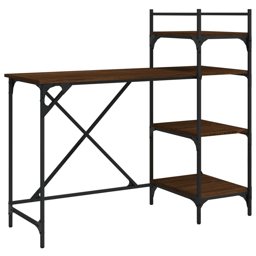 vidaXL Computer Desk with Shelves Brown Oak 120x47x109 cm