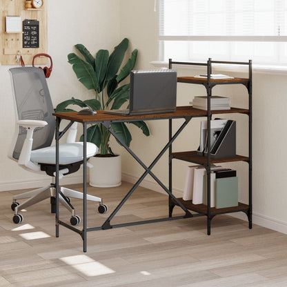 vidaXL Computer Desk with Shelves Brown Oak 120x47x109 cm