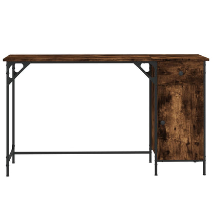 vidaXL Computer Desk Smoked Oak 131x48x75 cm Engineered Wood