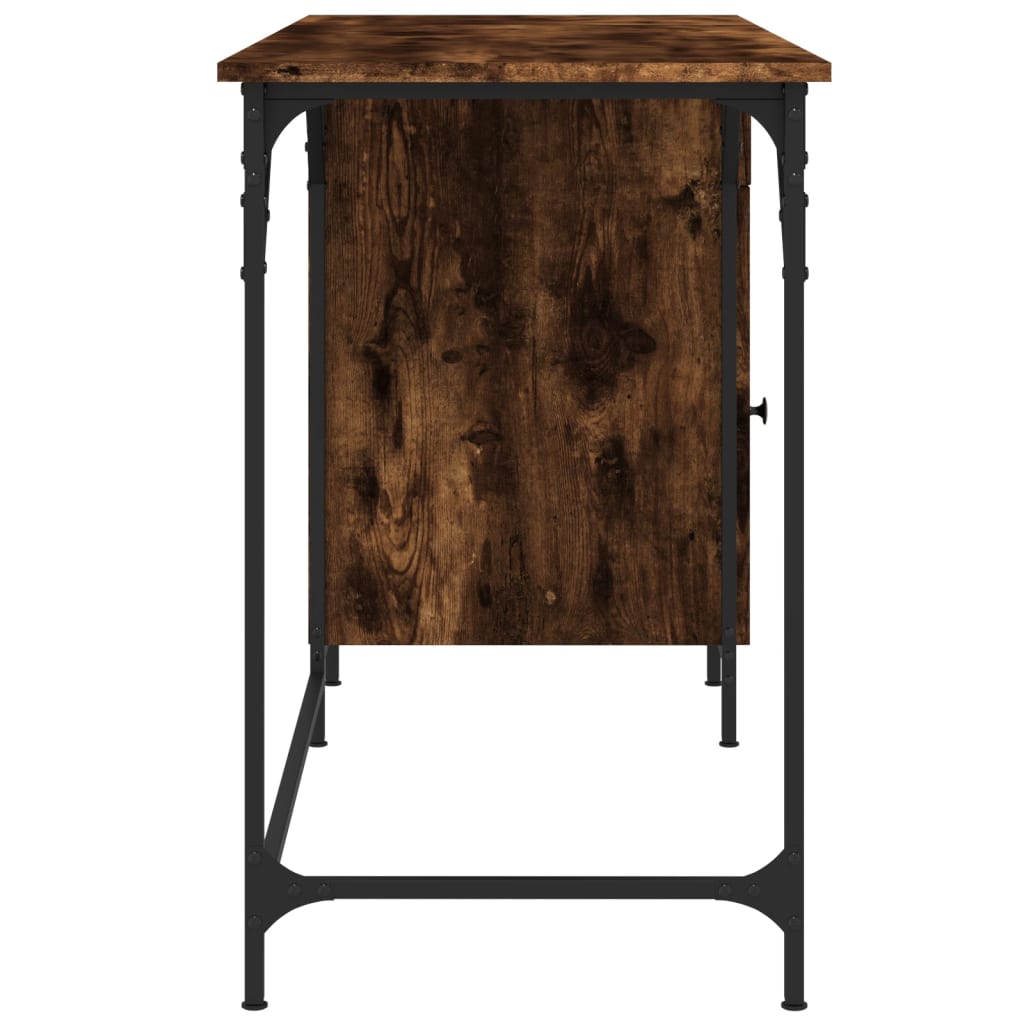 vidaXL Computer Desk Smoked Oak 131x48x75 cm Engineered Wood