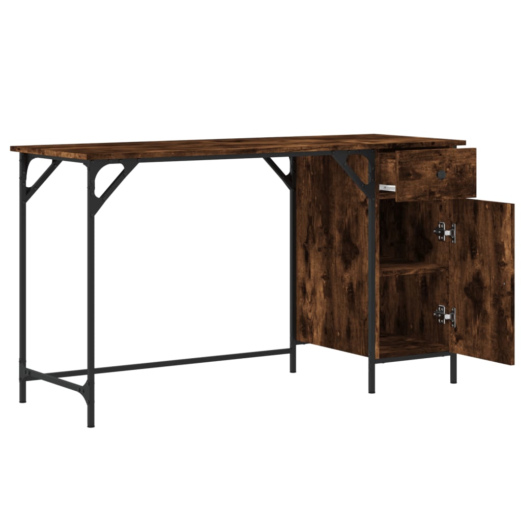 vidaXL Computer Desk Smoked Oak 131x48x75 cm Engineered Wood