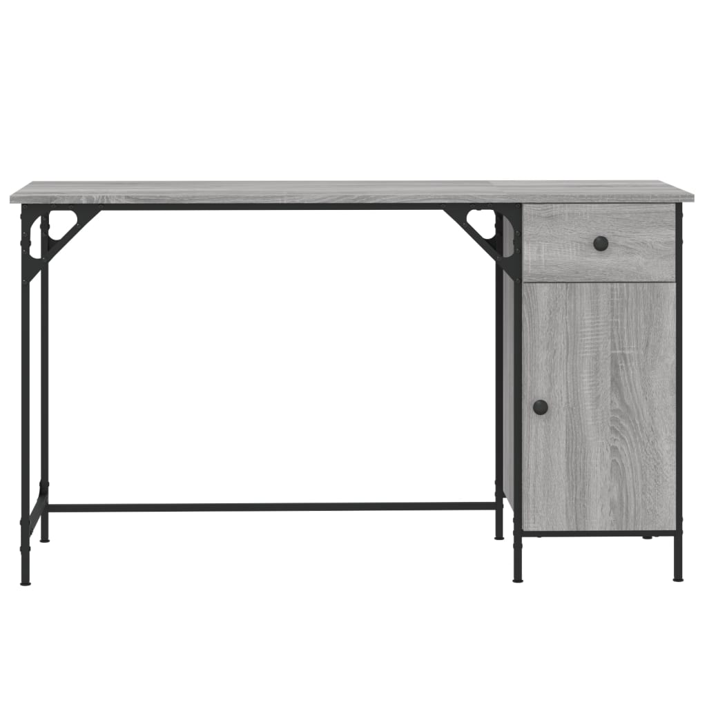 vidaXL Computer Desk Grey Sonoma 131x48x75 cm Engineered Wood
