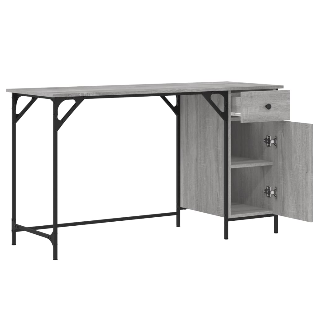 vidaXL Computer Desk Grey Sonoma 131x48x75 cm Engineered Wood