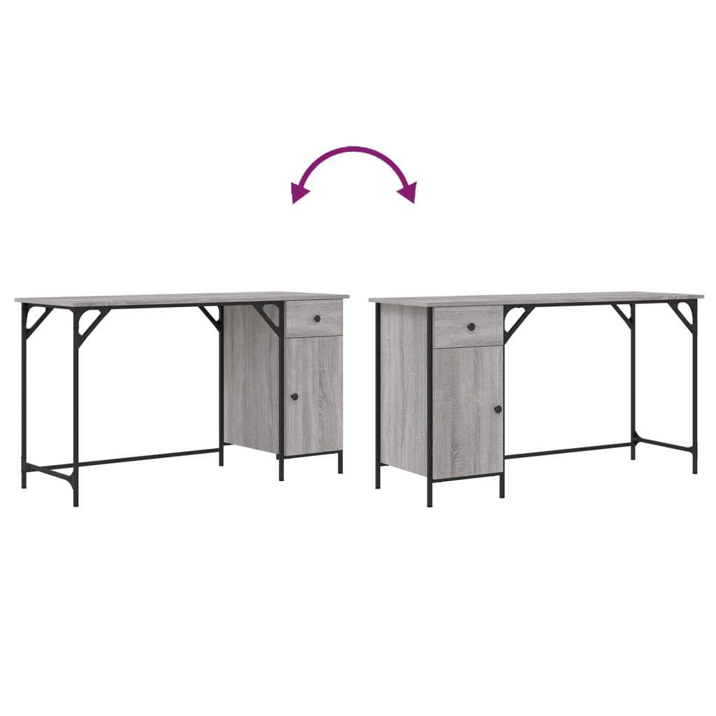 vidaXL Computer Desk Grey Sonoma 131x48x75 cm Engineered Wood