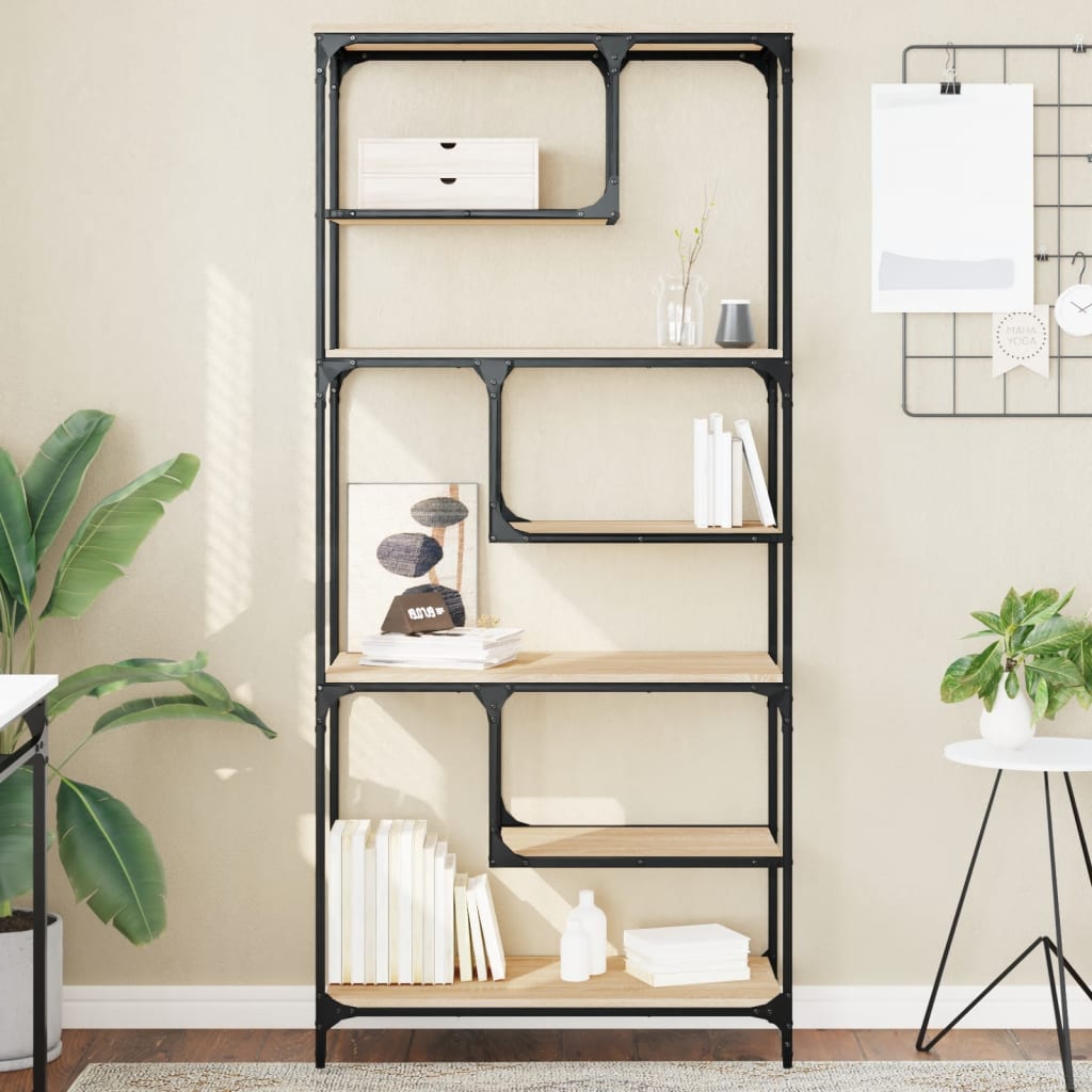vidaXL Bookcase Sonoma Oak 81x36x176 cm Engineered Wood