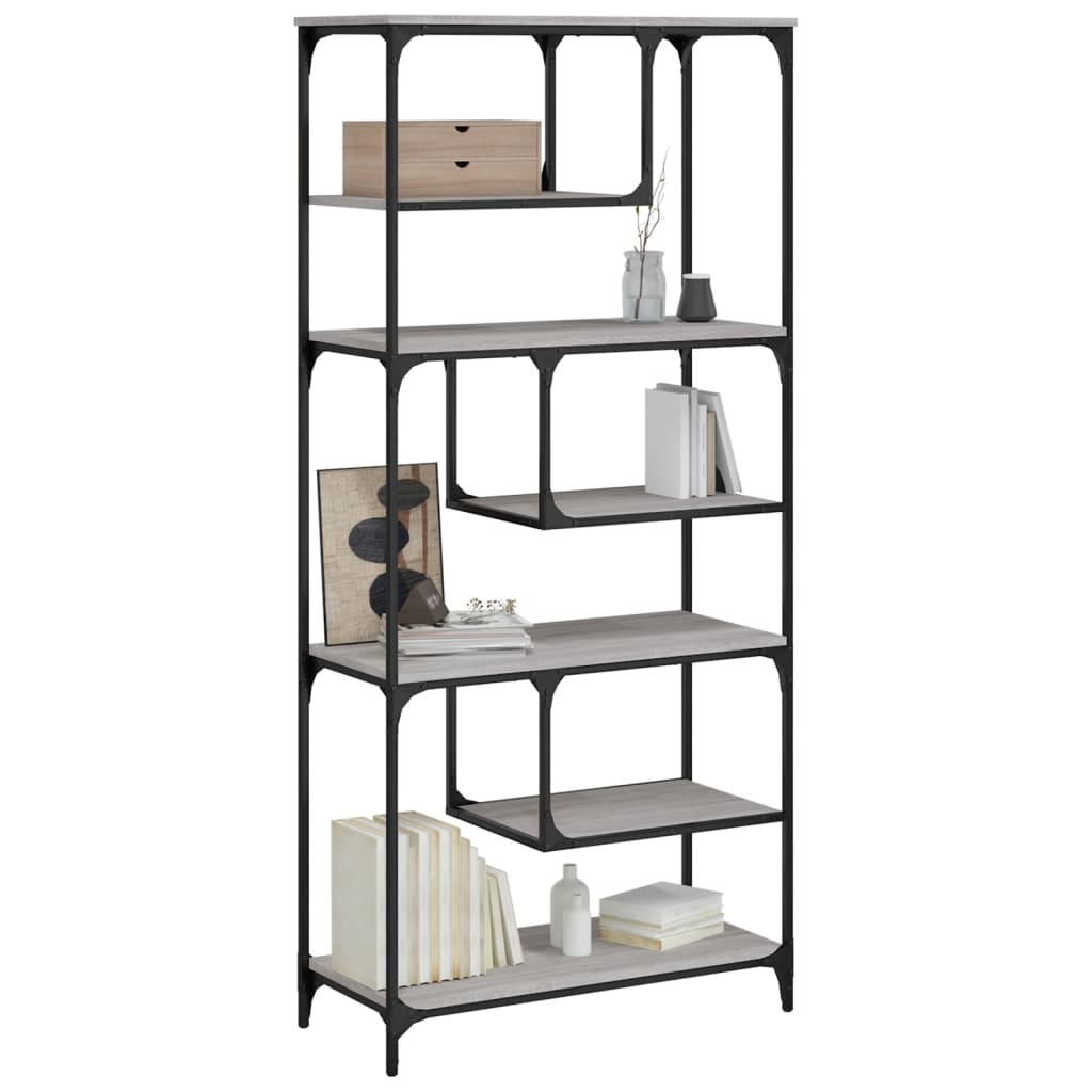 vidaXL Bookcase Grey Sonoma 81x36x176 cm Engineered Wood