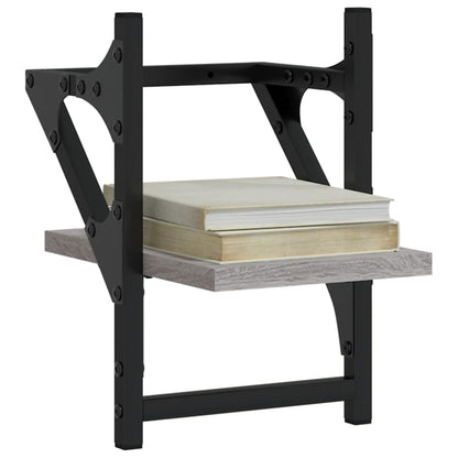 vidaXL Wall Shelves with Bars 2 pcs Grey Sonoma 20x25x30 cm