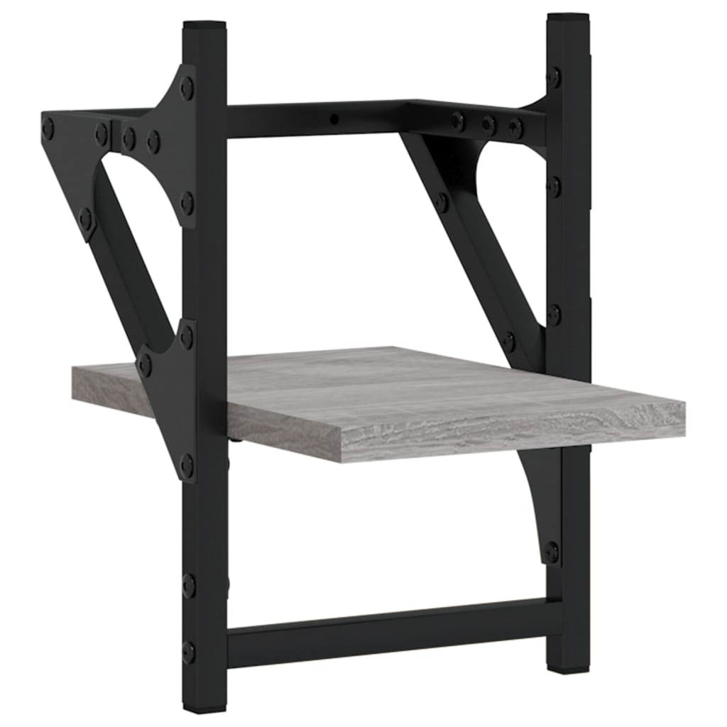 vidaXL Wall Shelves with Bars 2 pcs Grey Sonoma 20x25x30 cm