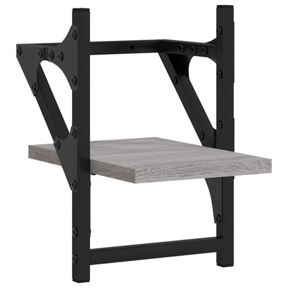 vidaXL Wall Shelves with Bars 2 pcs Grey Sonoma 20x25x30 cm