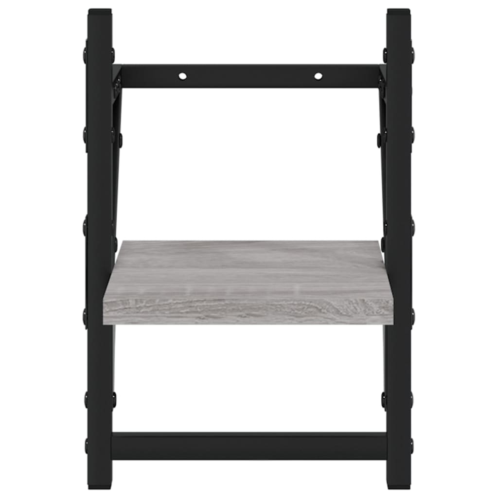 vidaXL Wall Shelves with Bars 2 pcs Grey Sonoma 20x25x30 cm