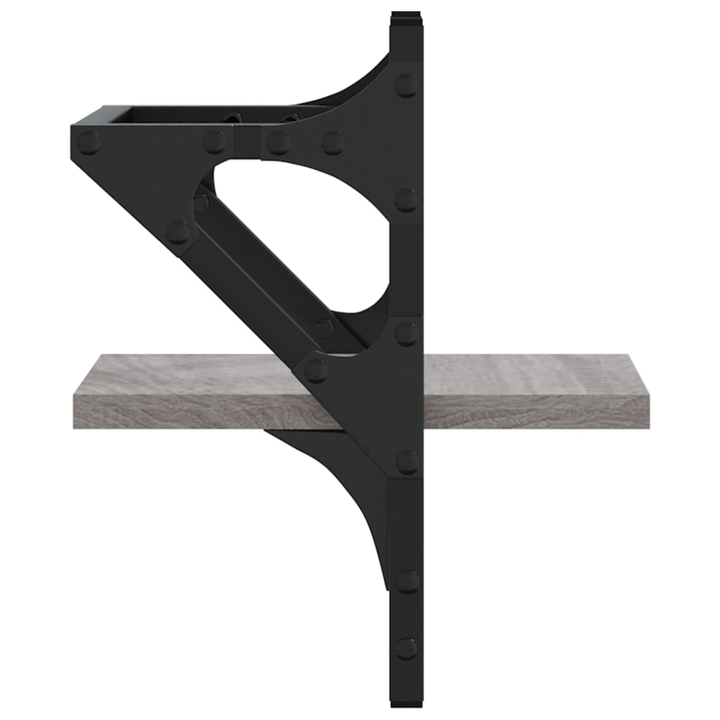 vidaXL Wall Shelves with Bars 2 pcs Grey Sonoma 20x25x30 cm