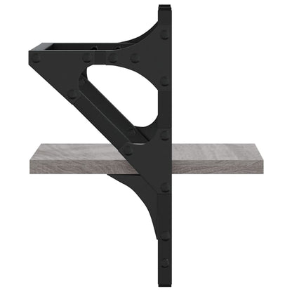 vidaXL Wall Shelves with Bars 2 pcs Grey Sonoma 20x25x30 cm