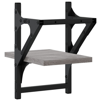 vidaXL Wall Shelves with Bars 2 pcs Grey Sonoma 20x25x30 cm