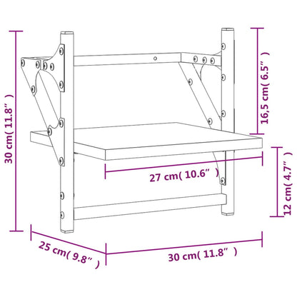 vidaXL Wall Shelves with Bars 2 pcs Black 30x25x30 cm