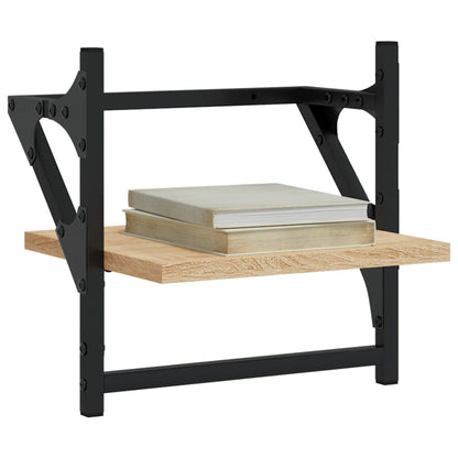 vidaXL Wall Shelves with Bars 2 pcs Sonoma Oak 30x25x30 cm