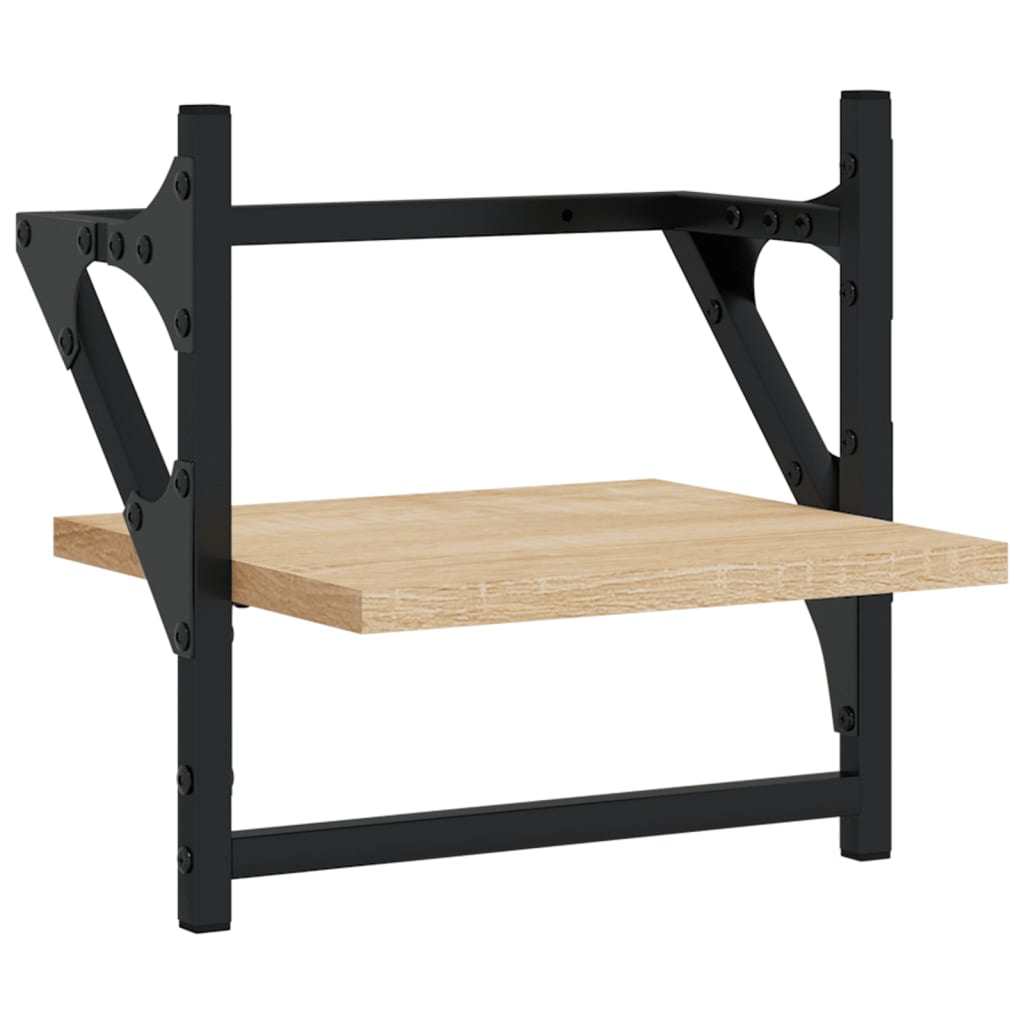 vidaXL Wall Shelves with Bars 2 pcs Sonoma Oak 30x25x30 cm
