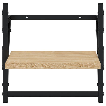 vidaXL Wall Shelves with Bars 2 pcs Sonoma Oak 30x25x30 cm