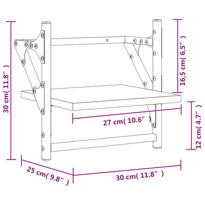vidaXL Wall Shelves with Bars 2 pcs Sonoma Oak 30x25x30 cm