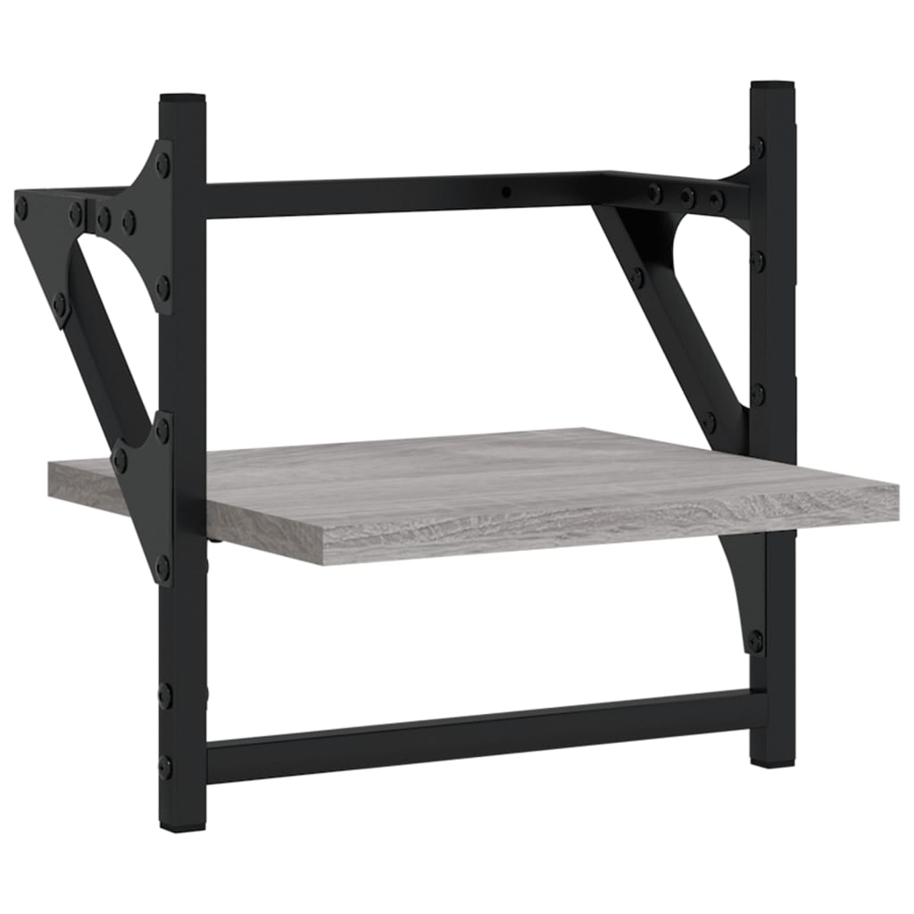 vidaXL Wall Shelves with Bars 2 pcs Grey Sonoma 30x25x30 cm