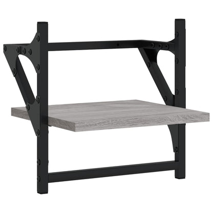 vidaXL Wall Shelves with Bars 2 pcs Grey Sonoma 30x25x30 cm