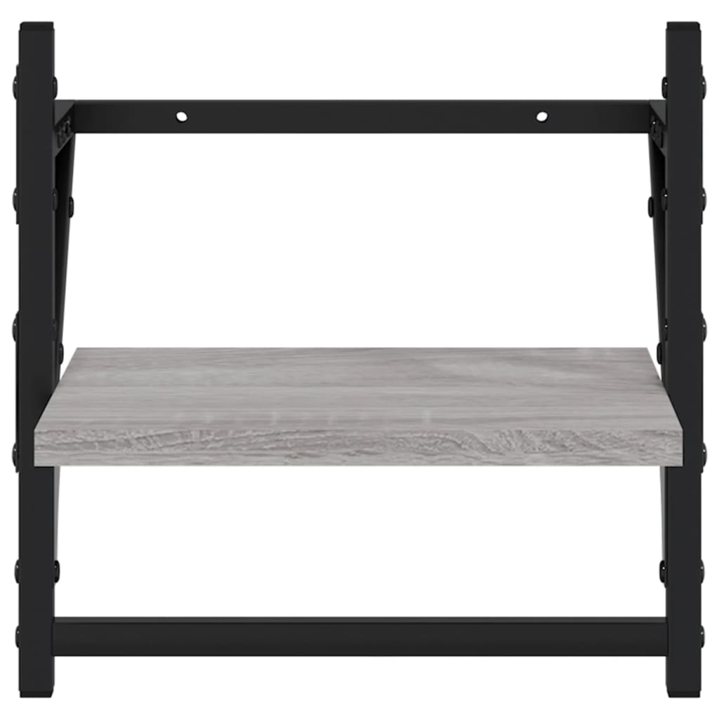 vidaXL Wall Shelves with Bars 2 pcs Grey Sonoma 30x25x30 cm