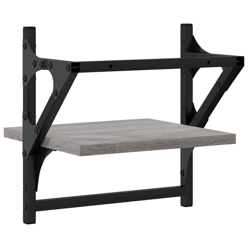 vidaXL Wall Shelves with Bars 2 pcs Grey Sonoma 30x25x30 cm