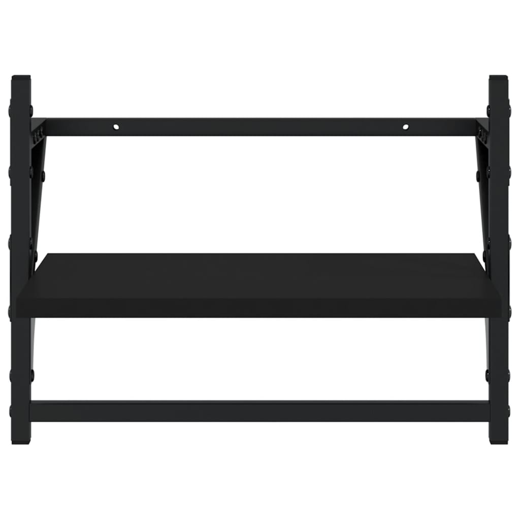 vidaXL Wall Shelves with Bars 2 pcs Black 40x25x30 cm