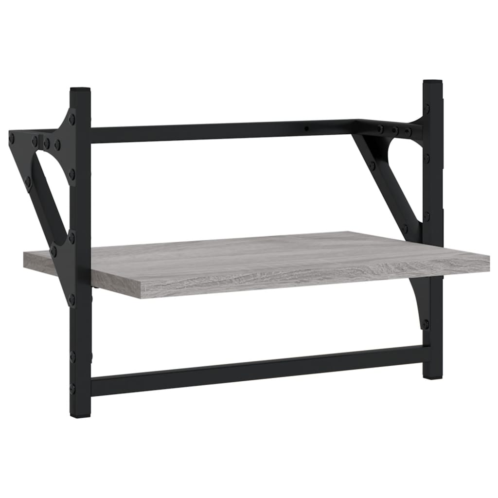 vidaXL Wall Shelves with Bars 2 pcs Grey Sonoma 40x25x30 cm