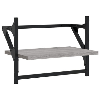 vidaXL Wall Shelves with Bars 2 pcs Grey Sonoma 40x25x30 cm