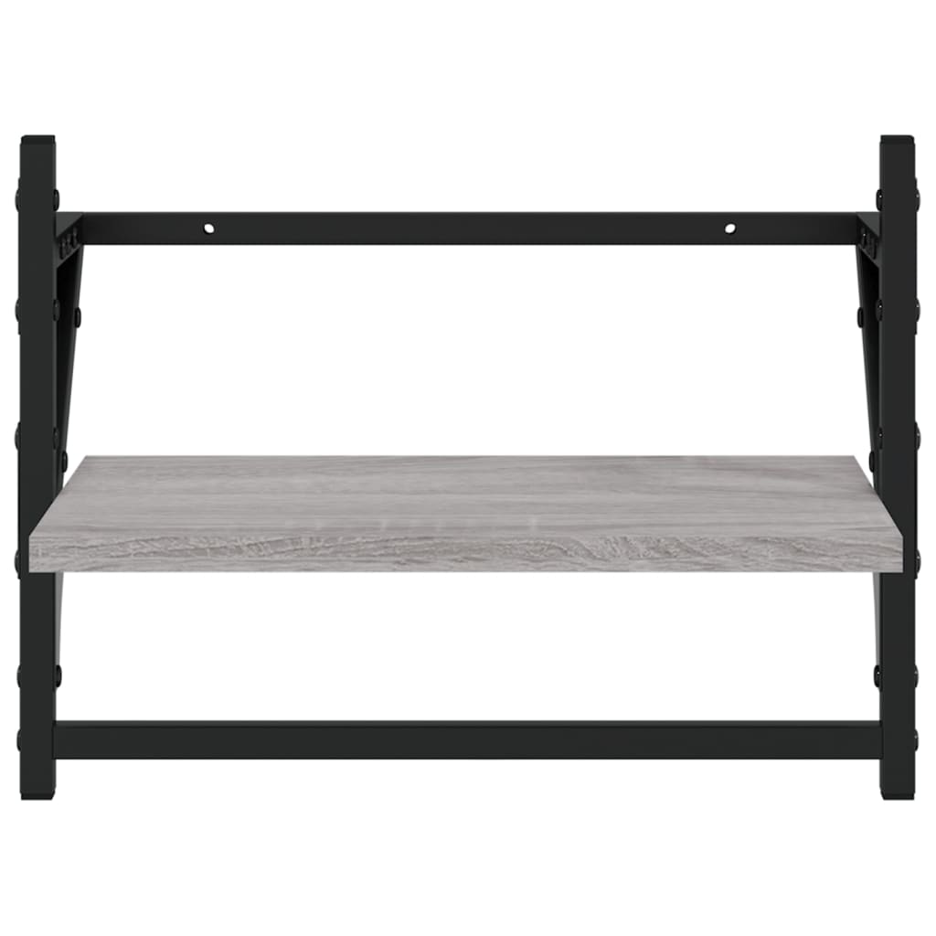 vidaXL Wall Shelves with Bars 2 pcs Grey Sonoma 40x25x30 cm