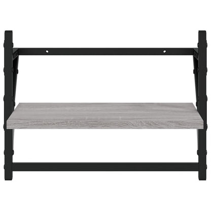 vidaXL Wall Shelves with Bars 2 pcs Grey Sonoma 40x25x30 cm