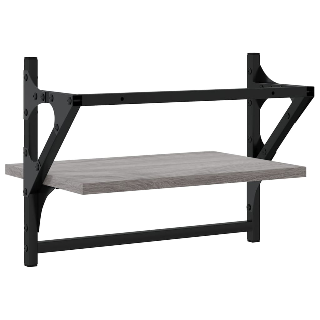 vidaXL Wall Shelves with Bars 2 pcs Grey Sonoma 40x25x30 cm