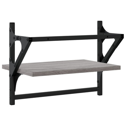 vidaXL Wall Shelves with Bars 2 pcs Grey Sonoma 40x25x30 cm