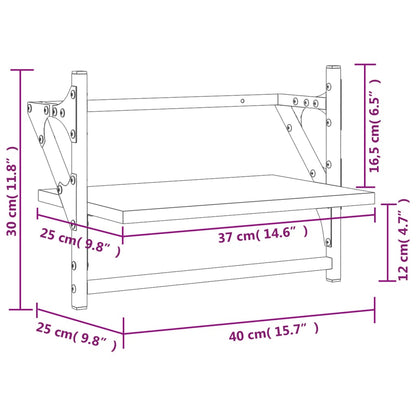 vidaXL Wall Shelves with Bars 2 pcs Grey Sonoma 40x25x30 cm