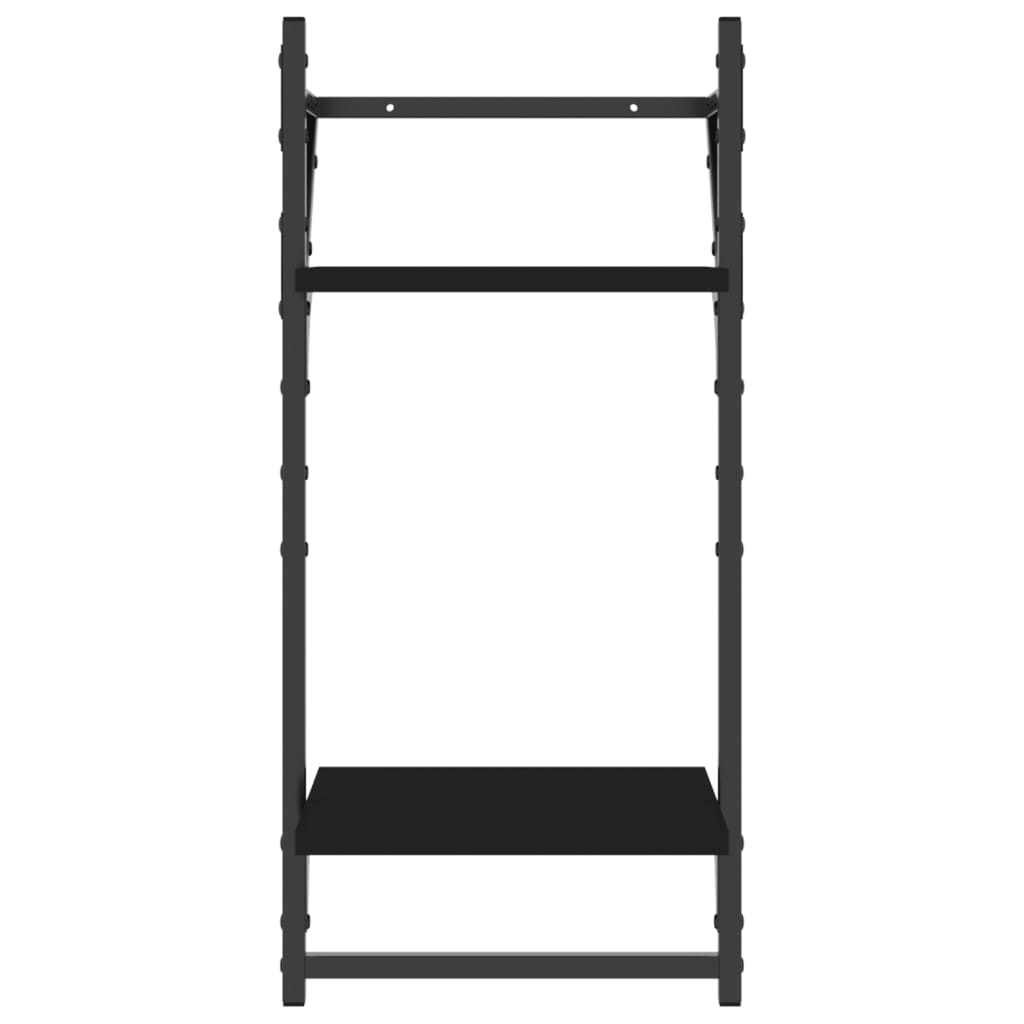 vidaXL 2-Tier Wall Shelves with Bars 2 pcs Black 30x25x65 cm